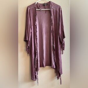 POL Purple Plum Color Women’s‎ NWOT Open Front Fringe Cardigan size Small